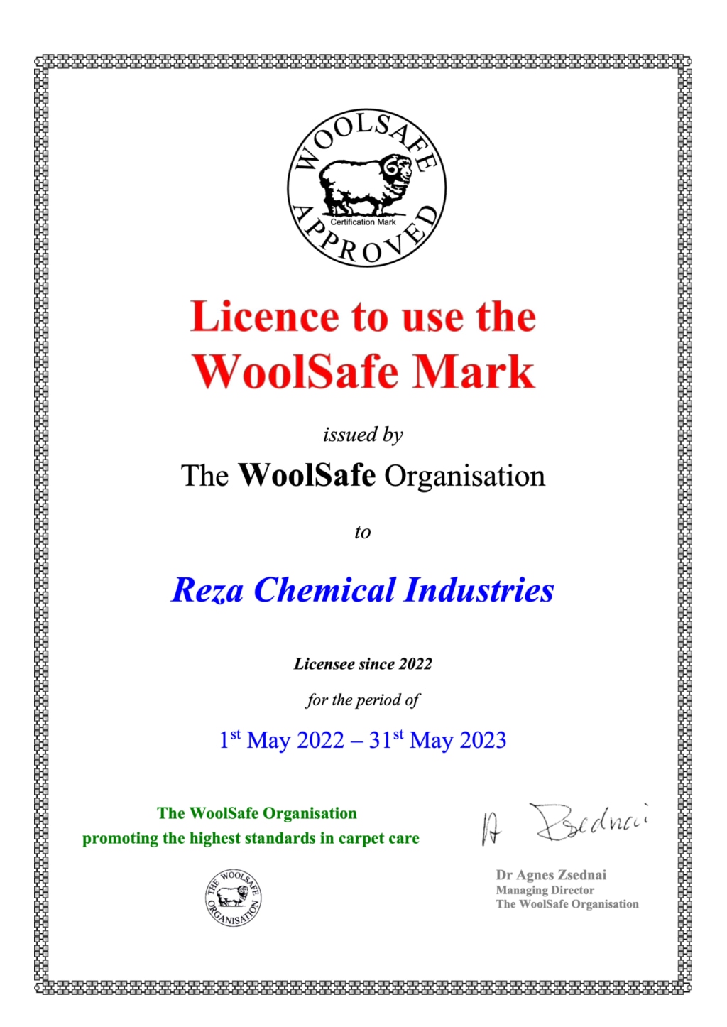 WoolSafe Licence 2022