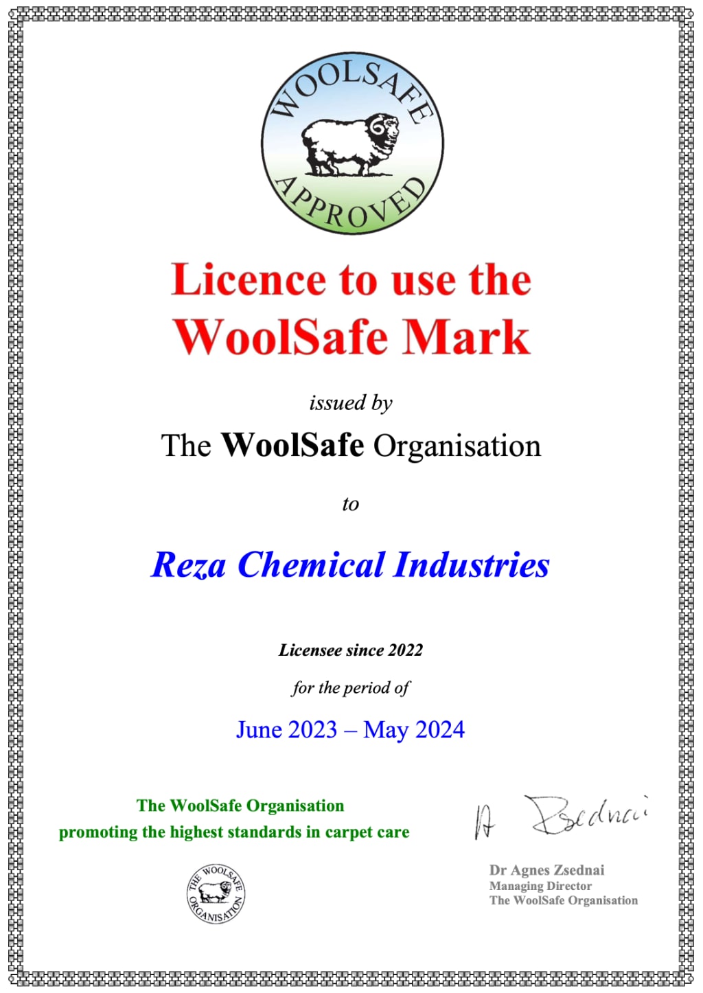 WoolSafe Licence 2023